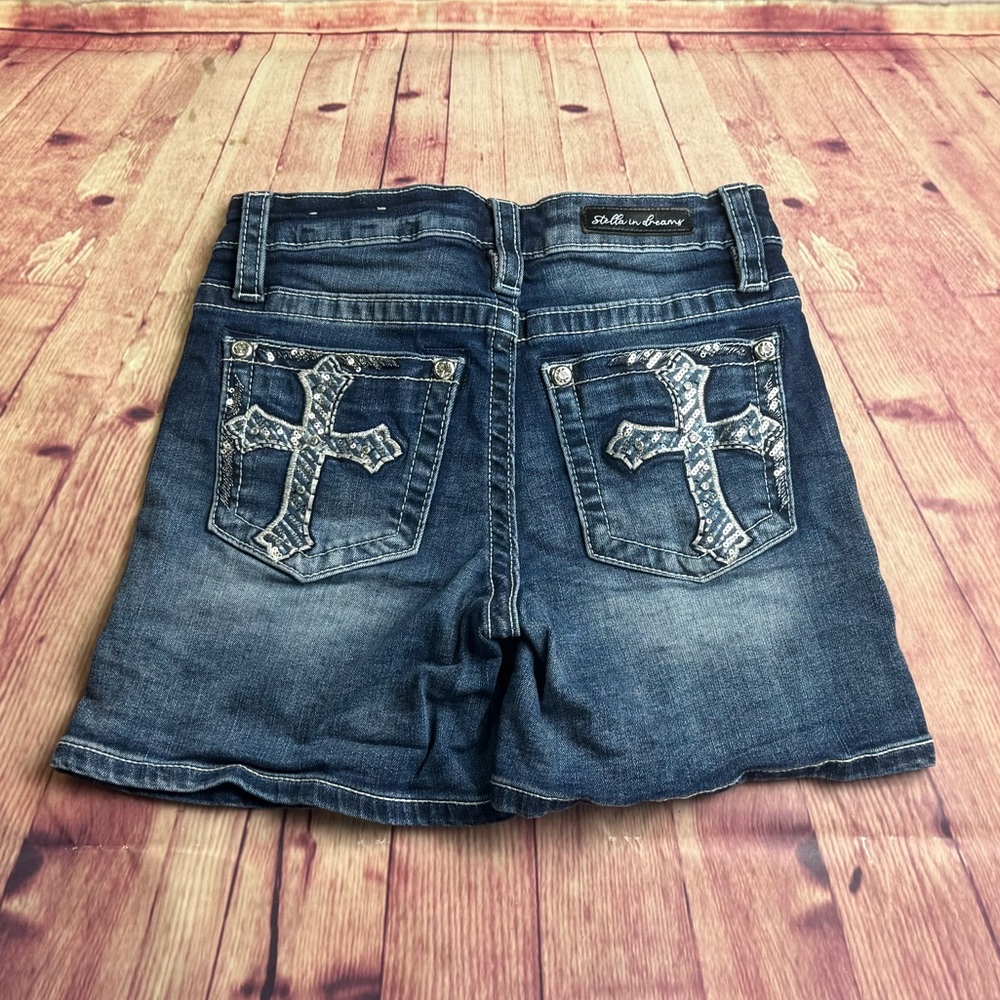 💵Stella in Dreams Dark Blue Embellished Women's Shorts Size 5/27